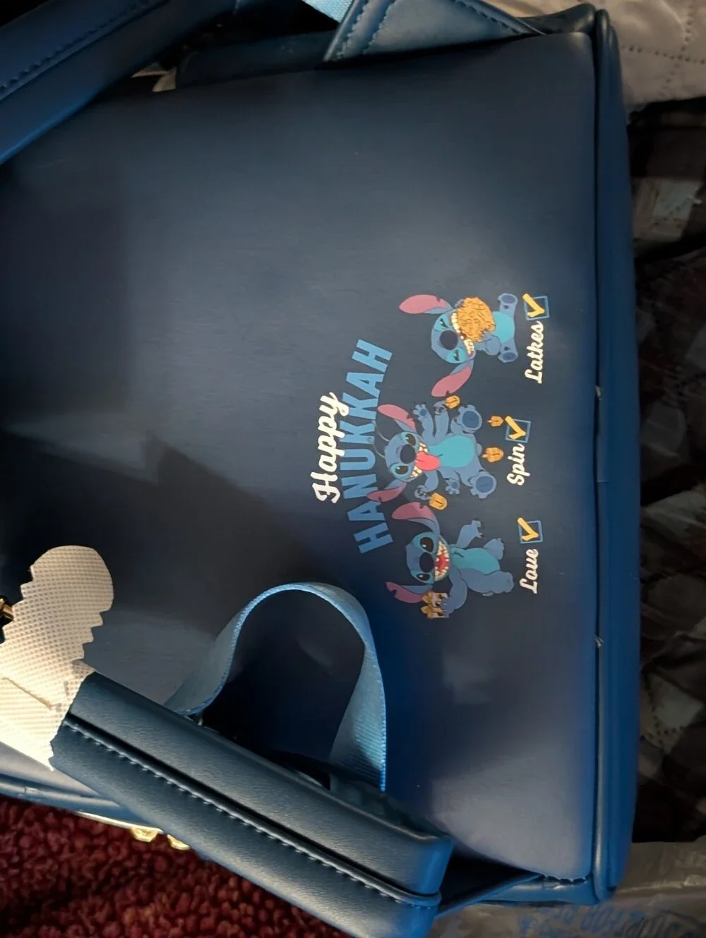 Disney Kids Blue Stitch Backpack with Gold Menorah and Blue LED Lights